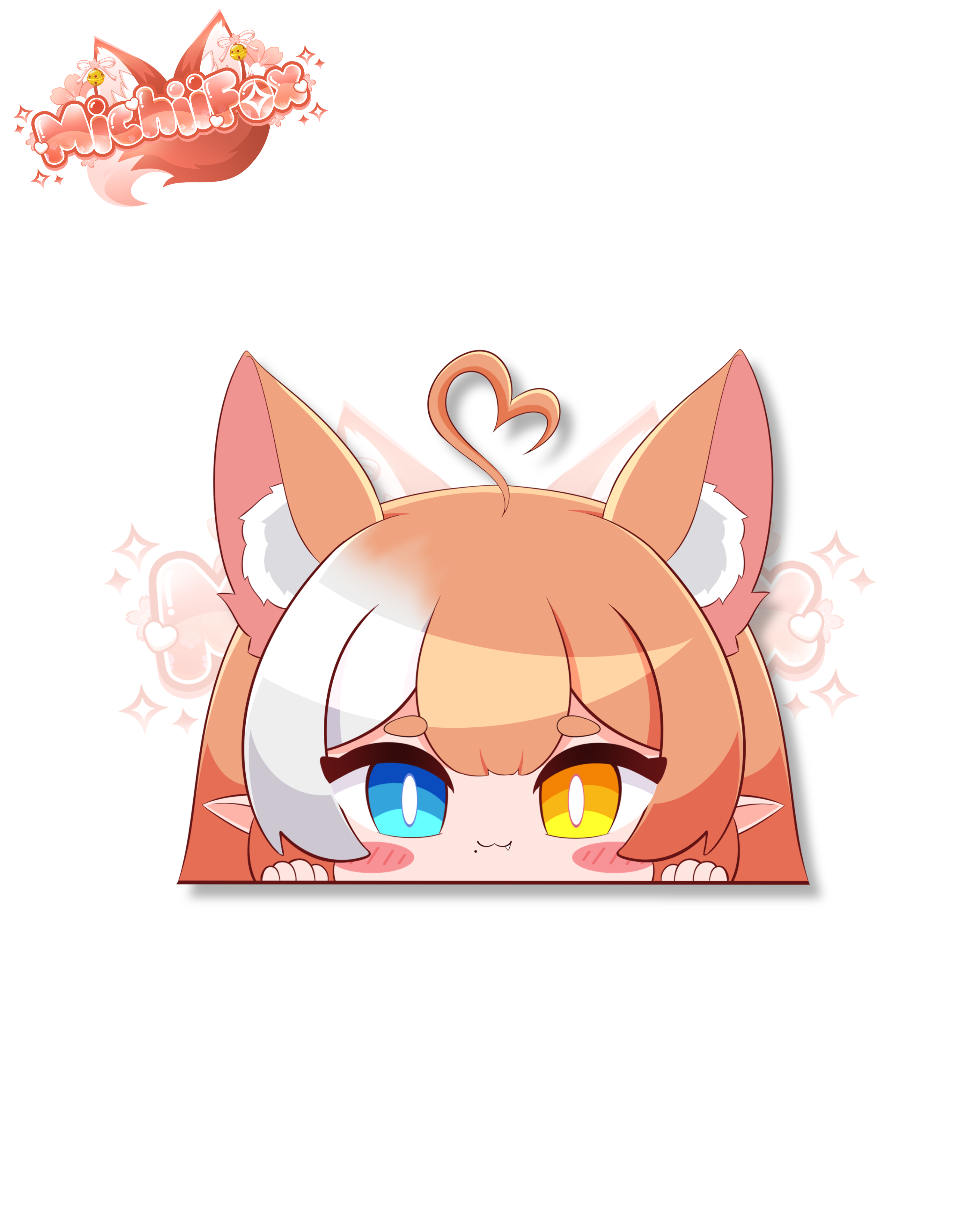 [PRE-SALE] MichiiFox Peeker Decal Sticker - 4" Transfer Decal/2" Vinyl Sticker
