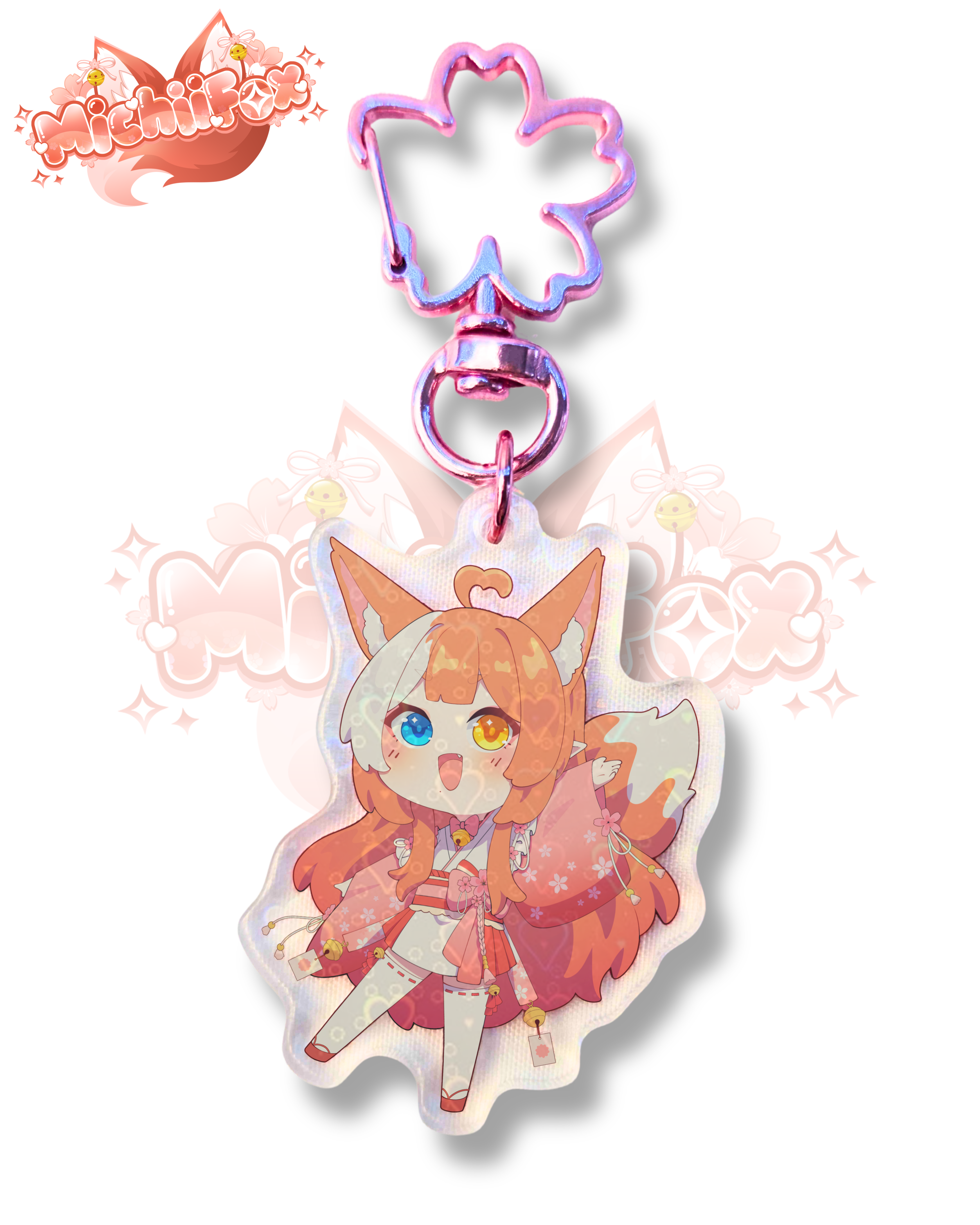 [PRE-SALE] MichiiFox Keychain - Holographic 2"