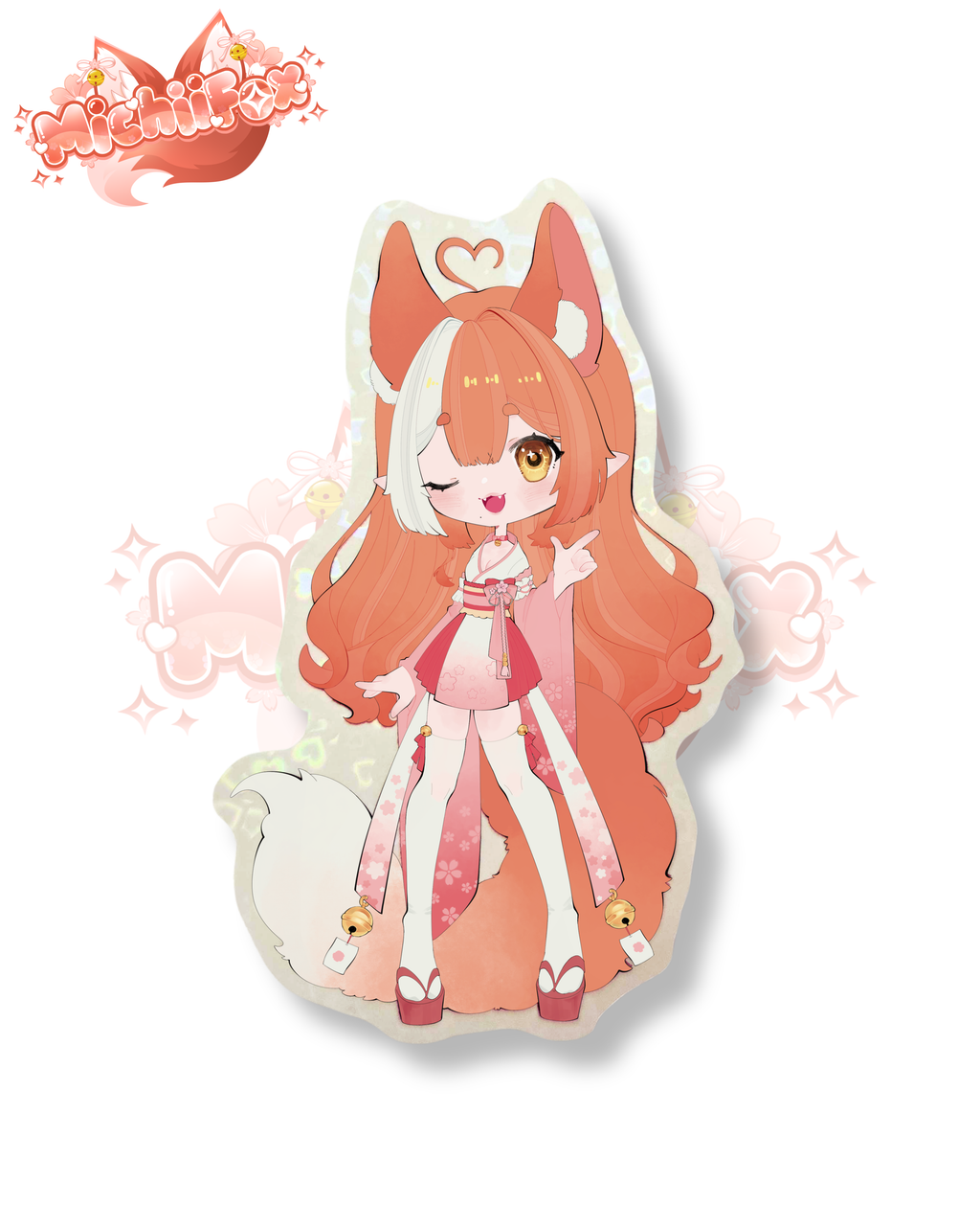 [PRE-SALE] MichiiFox Vinyl Sticker - Heart Holographic 3"