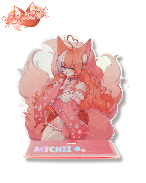 [PRE-SALE] MichiiFox Acrylic 6" Standee (Signed Option Available) - Cold Foil Stamped & Holographic