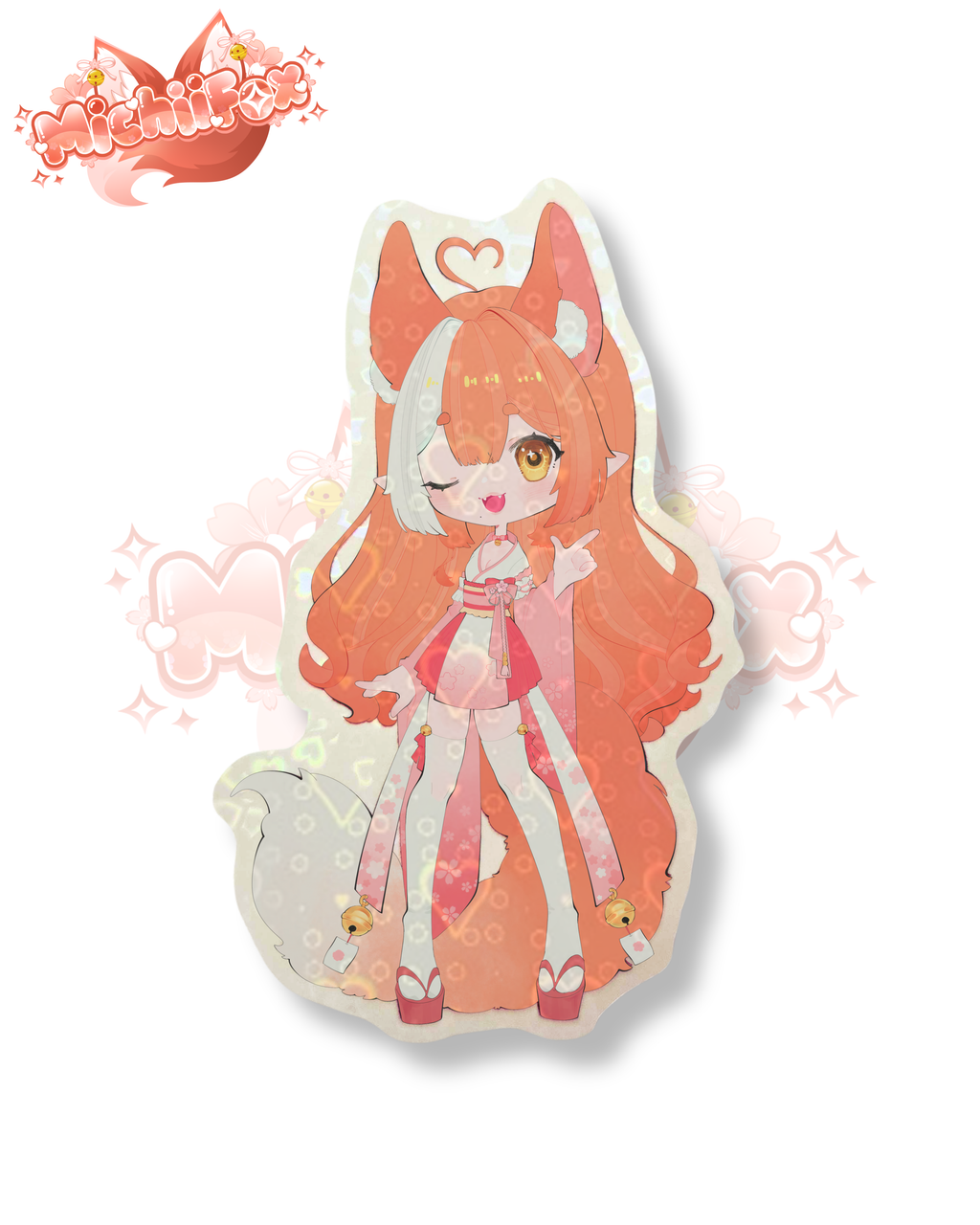 [PRE-SALE] MichiiFox Vinyl Sticker - Heart Holographic 3"